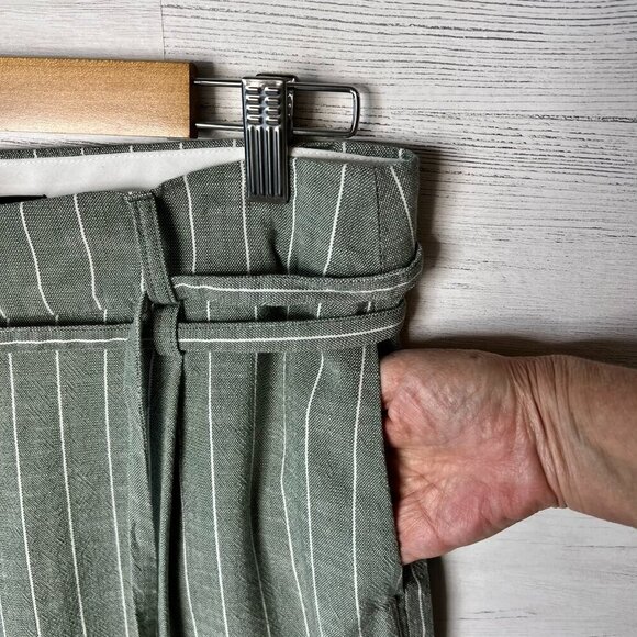 Vero Moda Pants SZ 8 Serena High Waist Paper Bag Laurel Wreath Pinstriped Beachy - Picture 10 of 16